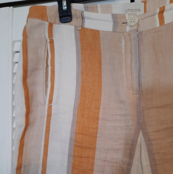 Chico's striped linen blend crop pants sz 2 12/14 *T - Picture 9 of 9